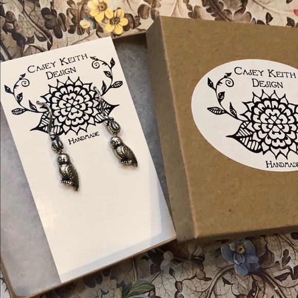 Silver Owl Earrings - Picture 8 of 8